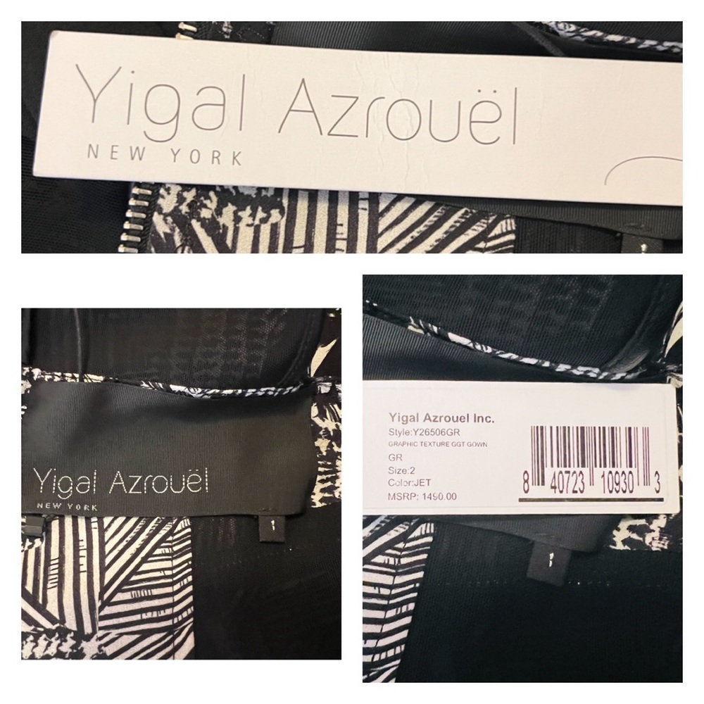 New! Limited Edition YIGAL AZROUEL Mesh Graphic Slit Detachable Top & Skirt Gown - Picture 10 of 10
